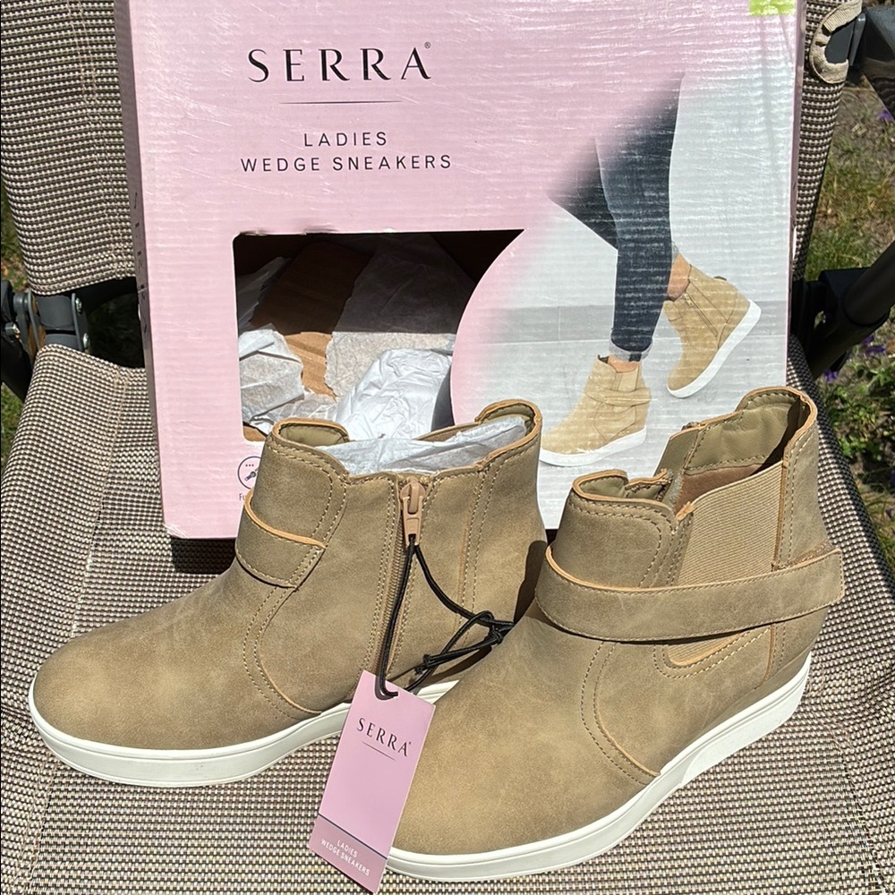 Serra Beige Wedge Sneakers for Women